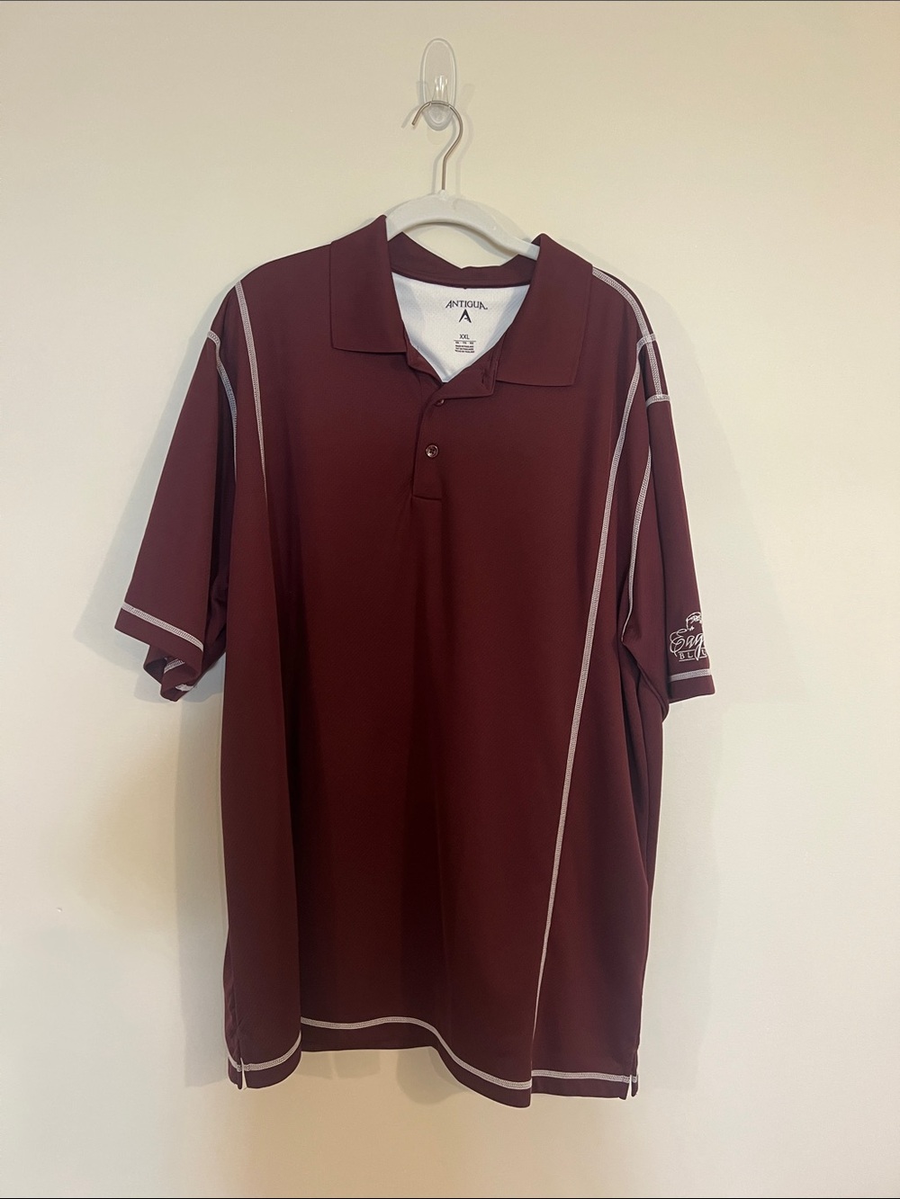 Antigua Maroon Polo with Light Gray Piping